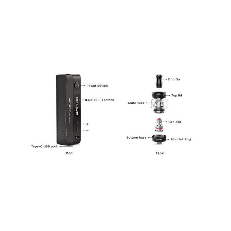 Kit GTX One 40w 2000mAh Vaporesso Kit GTX One 40w 2000mAh Vaporesso