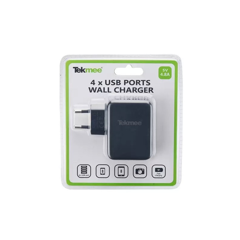 Chargeur Mural 4 Ports USB 4.8A Tekmee Chargeur Mural 4 Ports USB 4.8A Tekmee